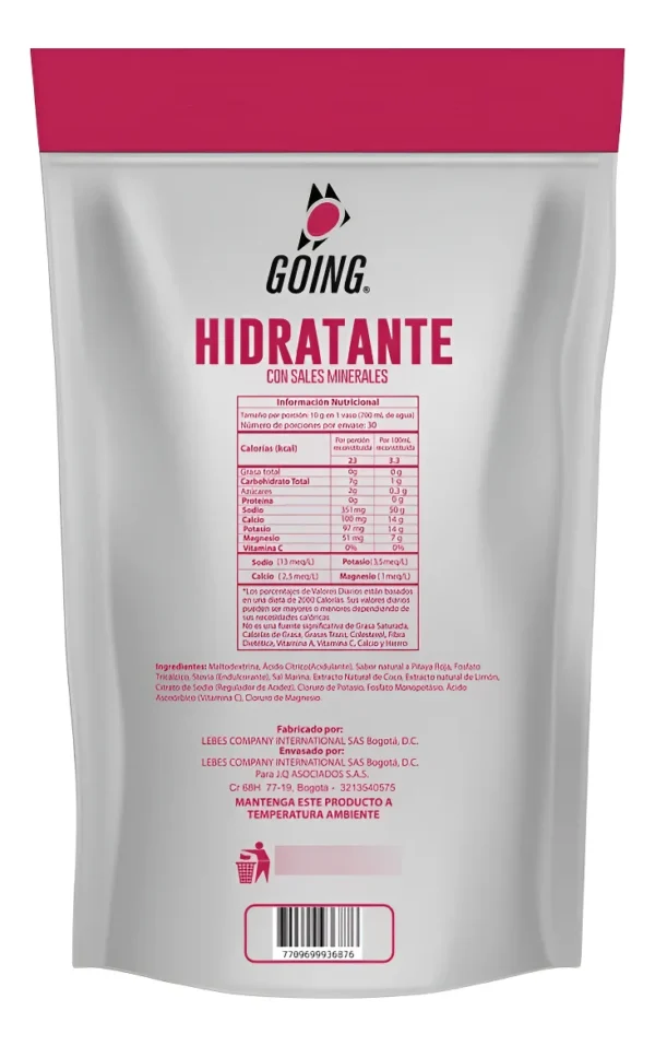Hidratante Going para runners con Electrolitos x 30 porciones – Sabor a Fruto del dragón - Image 2