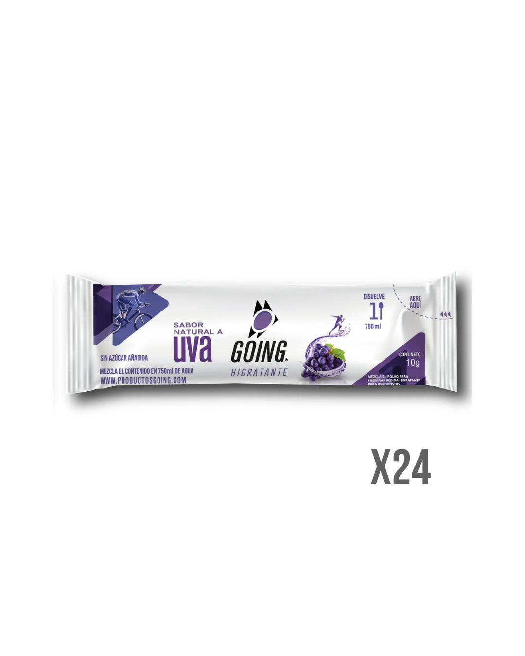 Hidratante Going para runners caja x 24 sachets – Sabor a Uva - Image 3