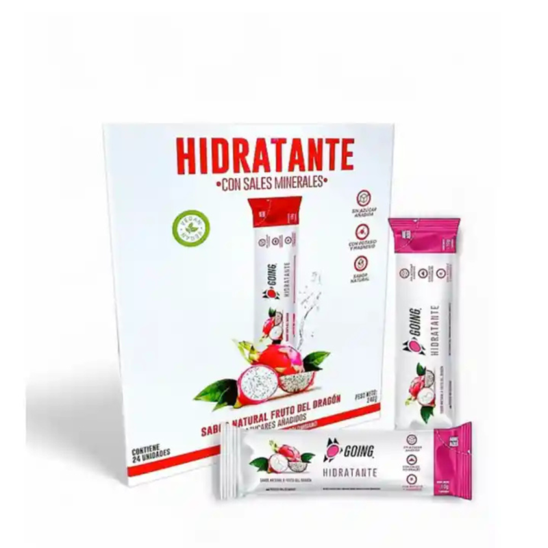 Hidratante Going para runners | caja x 24 sachets – Sabor a Fruto del Dragón
