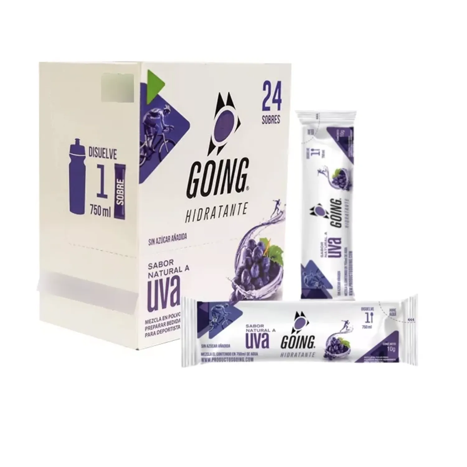Hidratante Going para runners caja x 24 sachets – Sabor a Uva - Image 2